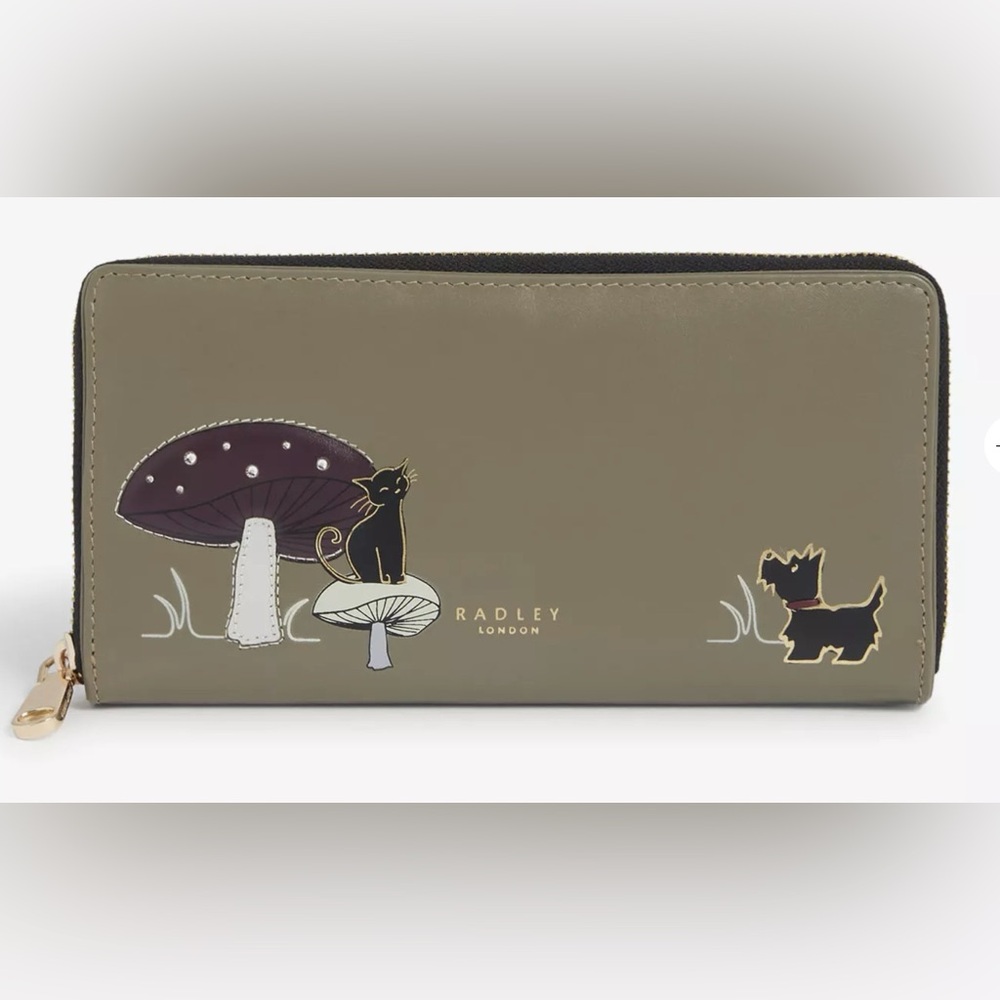 NWT Radley London Forest Friends Leather Bifold Wallet - Dark Green
